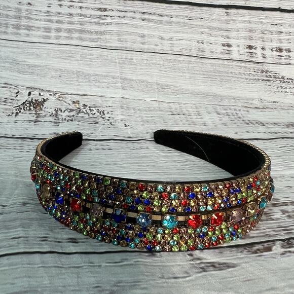 Multicolor Rhinestone Headband Sparkly Bejeweled Colorful Hair Accessories - Picture 6 of 7